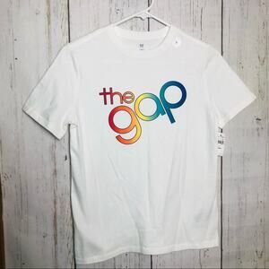 Gap Kids White Short Sleeve Graphic Logo Crew Neck Tee Sz L